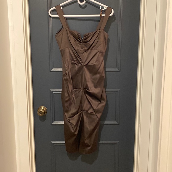 Brown Le Chateau Satin Dress - Picture 1 of 2